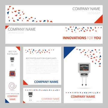 Six banners for phytolight with PH meter Stock Illustration