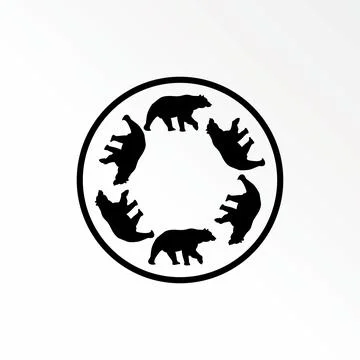 Six bears which is running round line circle image graphic icon Stock Illustration