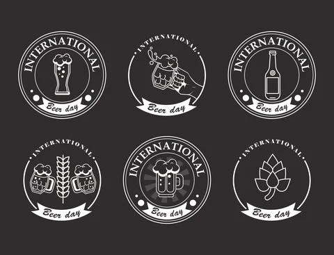 Six beer day emblems Stock Illustration