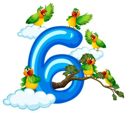 Six bird on sky Stockillustratie