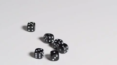 Six black dices rolling in slow motion Stock Footage 161955367