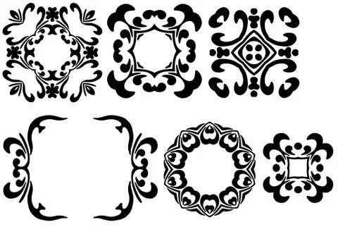 Six black frames Stock Illustration