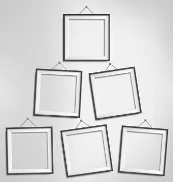Six black modern blank frames isolated on grayscale Stock Illustration
