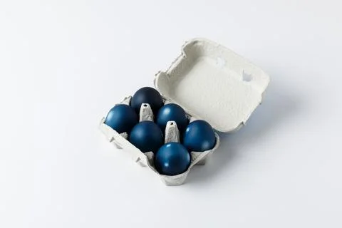 Six blue painted easter eggs Stock Photos