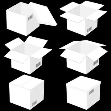 Six boxes, isolated on black background. vector illustration. Stock Illustration