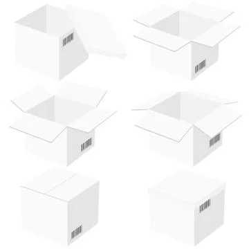 Six boxes, isolated on white background. vector illustration. 스톡 일러스트