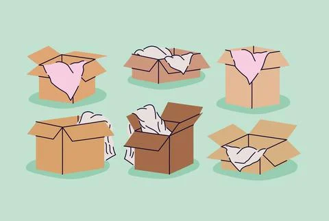 Six boxes stacks Stockillustratie