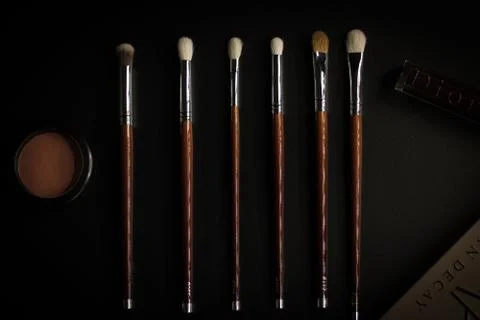 Six brushes background Stock Photos