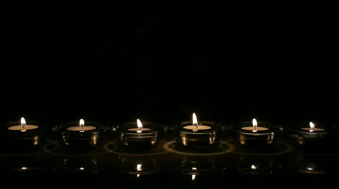 Six candles in row Stock Footage 819757