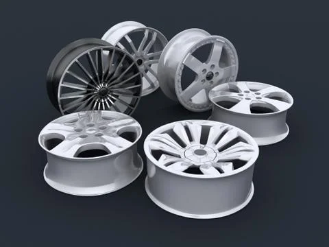 Six car disc on a white background (done in 3d) Stock Illustration
