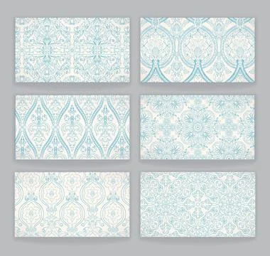 Six cards with retro patterns Stock Illustration