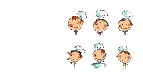 Six chefs of diverse backgrounds all modeling with different poses for a Stock Footage 131177170