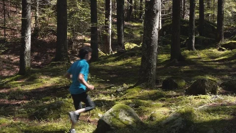 Six clips of running man in the forest trail 動画素材 114174338