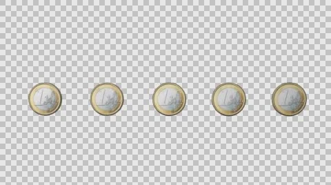 Six coins of one euro bouncing on a transparent background Stock Footage 64967191