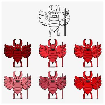 Six Color Devil Termite Mascot Character Stock Illustration