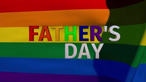 A Six Color Rainbow Animation 3D Text Fathers Day On The Waving 3D Rainbow Flag  Stock Footage 153805472