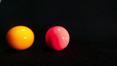 Six colored billiard balls entering the frame Stock Footage 247301115