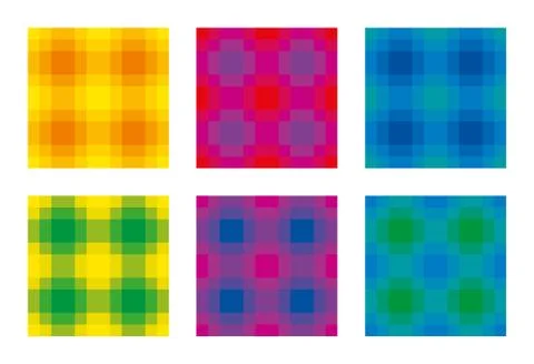 Six colorful check pattern, seamless square tiles Stock Illustration