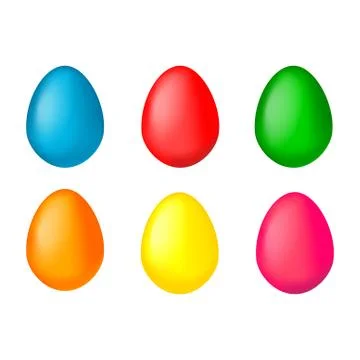 Six colorful Easter eggs isolated on white background Stock Illustration