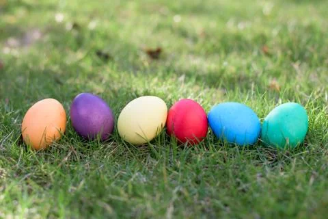 Six colorful easter eggs Stock Photos
