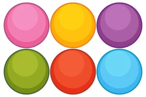 Six Colorful Glossy Circles in Two Rows Stock Illustration