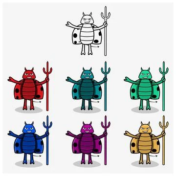 Six Colors and A Bug Devil Outline Stock Illustration