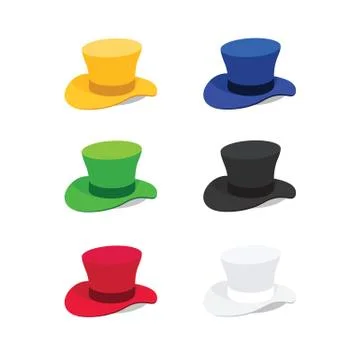 Six Colors Top Hat, Flat Style Stock Illustration