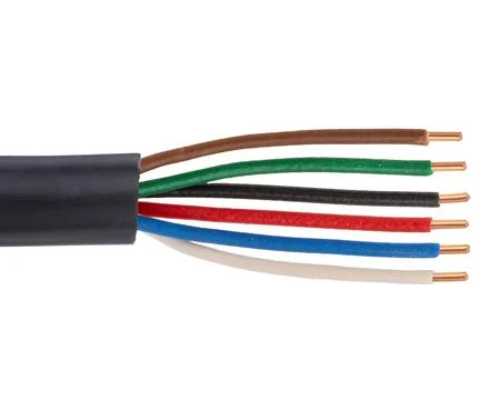 Six conductor electrical cable with exposed wires Stock-Fotos