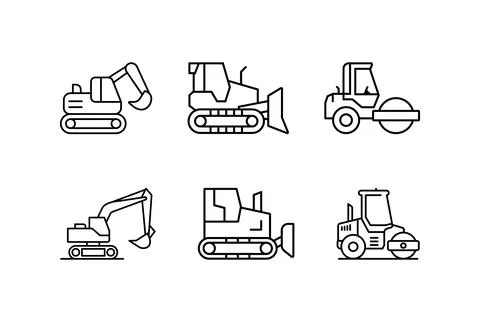 Six Construction Machines in Scalable Vector Format Illustrazione stock