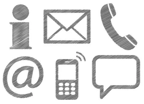 Six contact us scribble icons Stock Illustration