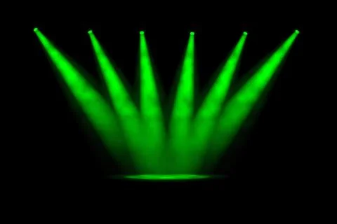Six converging green spotlights Stock Illustration