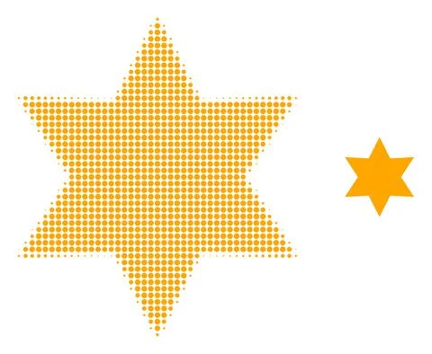 Six Corner Star Halftone Dot Icon Stock Illustration