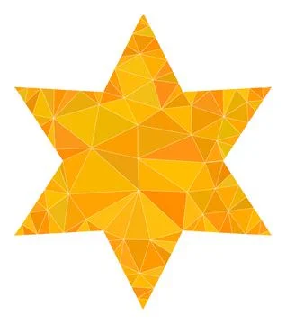 Six Corner Star Lowpoly Mocaic Icon Stock Illustration