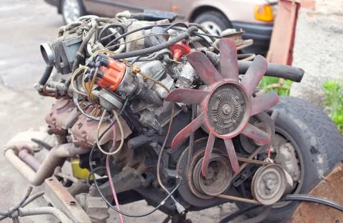 Six cylinder car engine Stock Photos