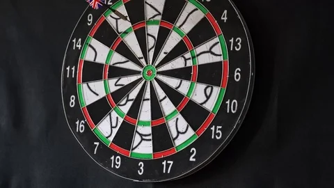 Six Dart Arrows Hitting In Dartboard Stock Footage 75814251