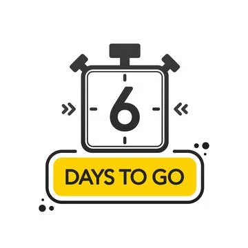Six Days to go. Flat style on white background. Countdown timer. Vector illus Stock Illustration