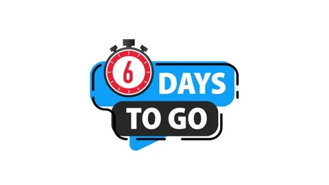 Six days to go with stopwatch timer and chroma key Stock Footage 315141085