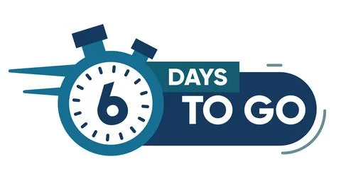 Six Days Left Icon. 6 Days To Go. Stock Illustration