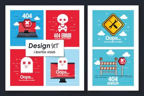 Six designs of error page not found イラスト素材