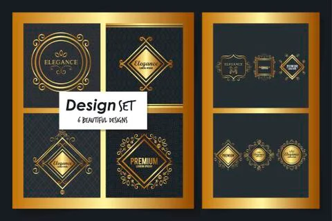 Six designs of victorian elegance frames Illustrazione stock
