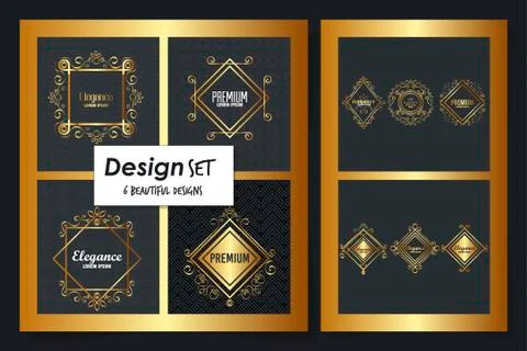 Six designs of victorian elegance frames Illustrazione stock