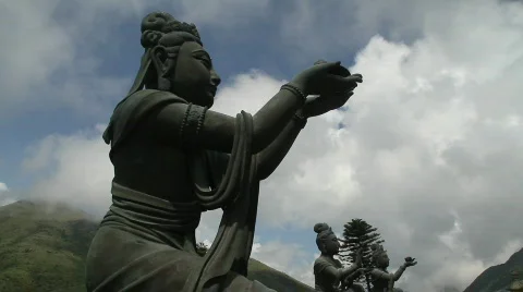 Six Devas outside the Giant Buddha Stock Footage 841620