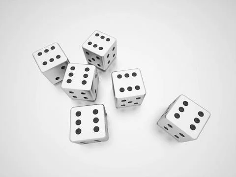 Six dice rendered on black and white Stock Illustration
