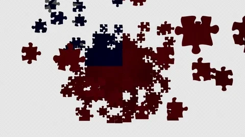 Six different clips to collect puzzle pieces in which the flag of Taiwan appears Stock Footage 230922380