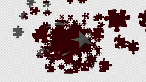 Six different clips to collect puzzle pieces in which the flag of Turkey appears Stock Footage 230929700