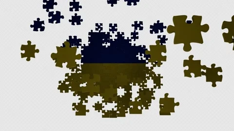 Six different clips to collect puzzle pieces in which the flag of Ukraine appear Stock Footage 230937348
