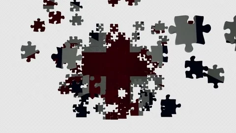 Six different clips to collect puzzle pieces in which the flag of United Kingdom Stock Footage 230981426