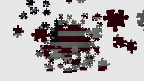 Six different clips to collect puzzle pieces in which the flag of United States Stock Footage 230990605