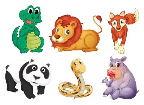 Six different kinds of animals 스톡 일러스트