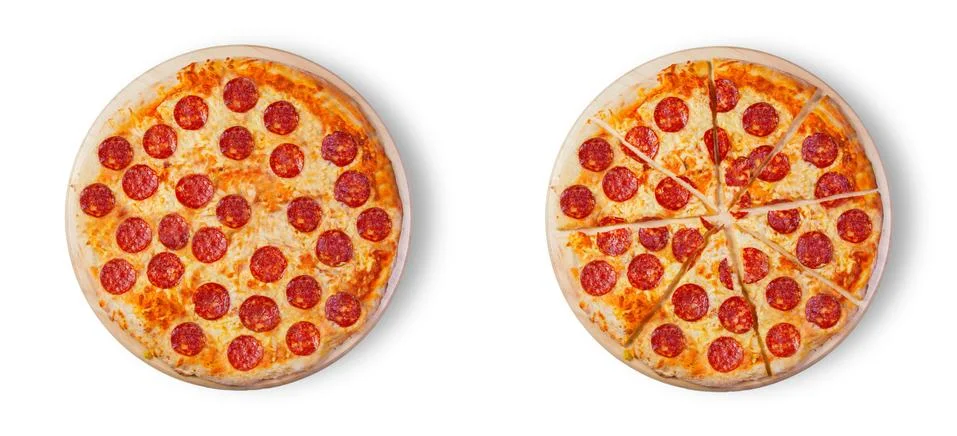 Six different pizza set for menu. Stock Photos